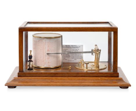 A BAROGRAPH BY SHORT &amp; MASON, CIRCA 1930
gilt-brass mechanism with concealed pressure drums, clockwork recording drum, mo