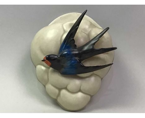 CLARICE CLIFF WALL POCKET decorated in the swallow pattern19cm high
