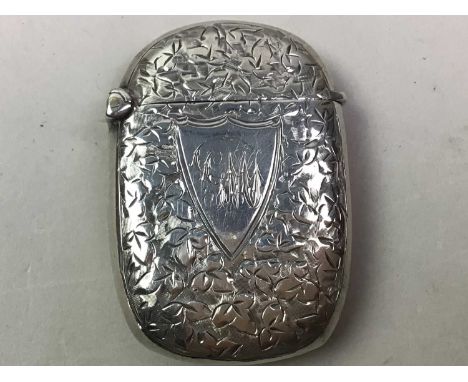 SILVER VESTA CASE ALONG WITH A DUPONT LIGHTER AND A FOB the silver vesta case with Birmingham marks for 1901, the lighter by 