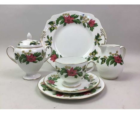 WEDGWOOD STARFLOWER TEA SERVICE AND OTHERS  the Wedgwood service decorated with pink flowers, along with a Copenhagen Confett