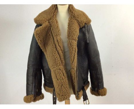 LEATHER FLYING JACKET by Greycar, size largeGood overall condition with some signs of light wear