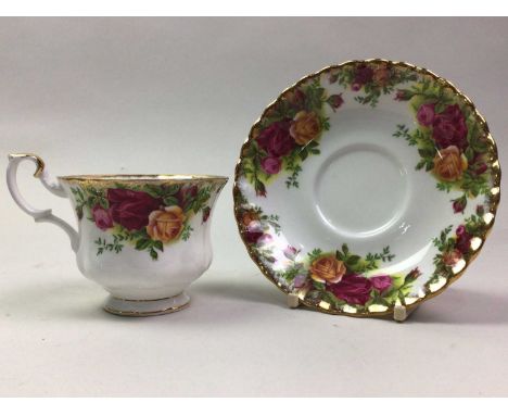 ROYAL ALBERT TEA SERVICE OLD COUNTRY ROSES comprising eleven teacups, twelve saucers, eleven bowls, eleven side plates, twelv