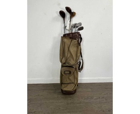 COLLECTION OF VINTAGE GOLF CLUBS including metal and hickory shafted clubs, contained in two golf bags