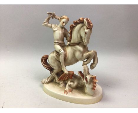HUMMEL CHINA GROUP, ST. GEORGE AND THE DRAGON transfer mark to base17cm high