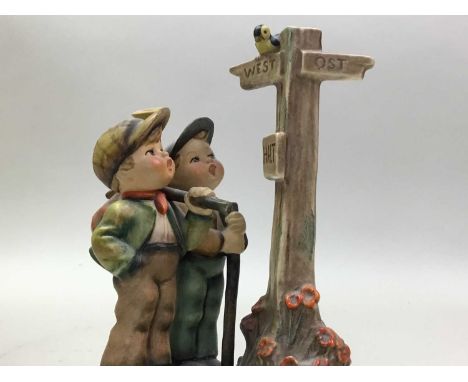 COLLECTION OF CERAMIC FIGURES including Hummel, Royal Doulton and Lladro-style figural lampthe lamp 53cm high including shade