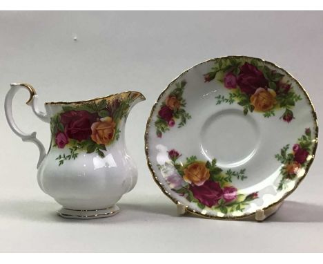 ROYAL ALBERT PART TEA SERVICE OLD COUNTRY ROSES PATTERN including tea pot, water pot, sugar bowl, cream jug, oval dish, furth