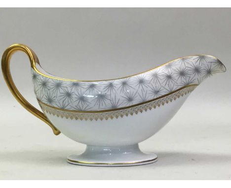 SPODE 'THISTLEDOWN' PATTERN PART DINNER SET comprising tureen, sauceboat and dish, saucer, eight soup bowls, eight larger sou