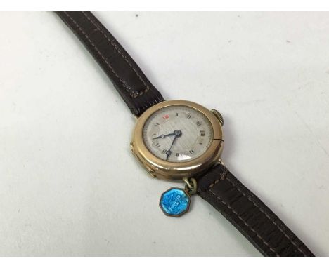 NINE CARAT GOLD CASED WRIST WATCH AND TWO GOLD PLATED WATCHES the first on leather strapQty: 3