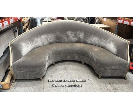 LARGE GREY UPHOLSTERED CIRCULAR SOFA/CHAIR (APPROX. 4 SEATER) / 106CM H X 240CM W X 150CM D