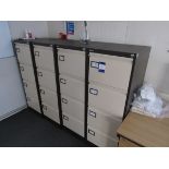 4 Silverline 4-drawer filing cabinets