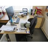 Beech effect desk and pedestal