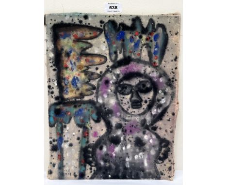 K. SIMONS. BRITISH 20TH CENTURY. The Small Figure. Signed initials and dated 1959. Signed again and inscribed on label verso.
