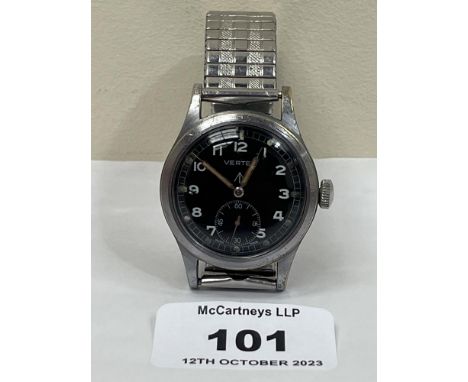 A Vertex 'Dirty Dozen' design military wristwatch. Calibre 59 movement. Case back marked W.W.W over arrow and A11280 over 352
