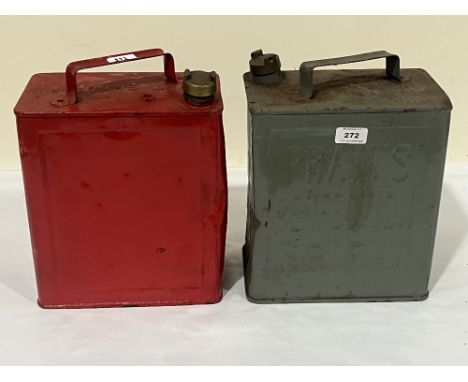 Two vintage petrol cans - Pratts Perfection Spirit and Light Shale Oil