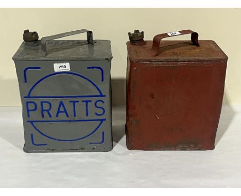 Two vintage petrol cans - Pratts and Mex Motor Spirit