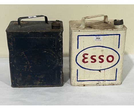Two vintage Esso petrol cans