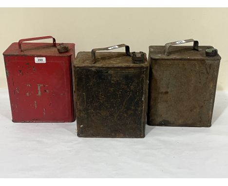 Three vintage petrol cans