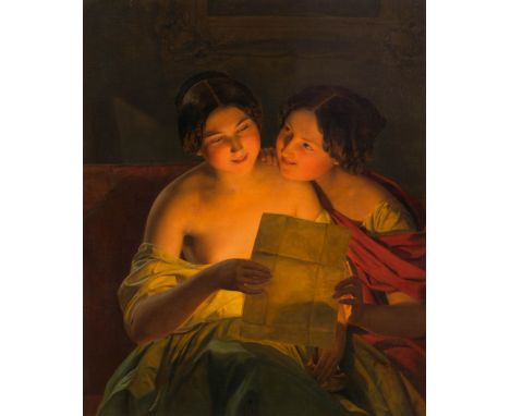 FERDINAND GEORG WALDMÜLLER(Wien 1793–1865 Helmstreitmühle)Der Liebesbrief. 1848.Öl auf Leinwand.Oben rechts signiert und dati