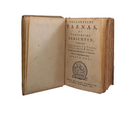 Book titled; Hollantsche Parnas, or several poems, rhymed by J. Westerbaen, J. v. Vondel, J. Vos, G. Brant, R. Anslo etc. yea