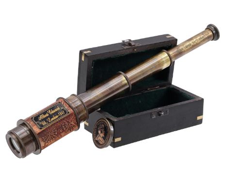After an antique model telescope in a box, the size of the box is 6 cm high, 17x8 cm