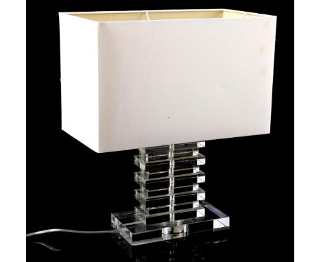 Modern plastic table lamp with fabric shade, 47.5 cm high