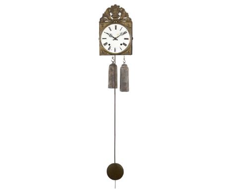 Comtoise clock with folding pendulum and beautifully decorated copper