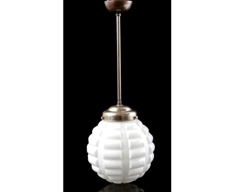 Hanging lamp with ribbed glass shade, 64 cm high