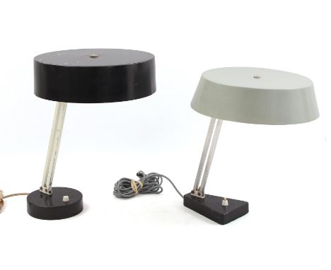 2 metal desk lamps, unknown designer, executed by Hala, model '145 and 146', Netherlands design year 1967, p/s 37 cm high