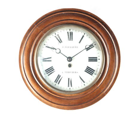 Old station clock, 38 cm diameter (spring pendulum broken, no key)