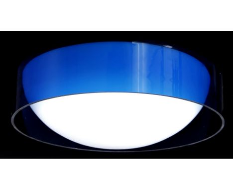Blue and white glass ceiling lamp, 3rd quarter of the 20th century, 32 cm diameter