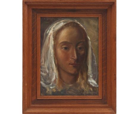 Signed English, portrait of Mary, canvas 38x28 cm