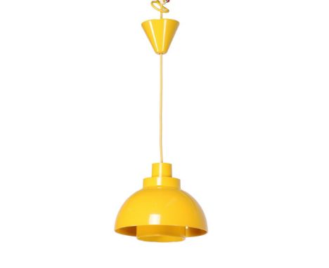 K KewoSpace Age yellow (ABS) plastic hanging lamp, design K. Kewo, executed by Nordisk Solar Compagni, model 'Minisol', Denma