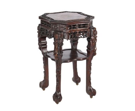 Coromandel side table with bottom shelf and beautifully decorated decor of flora and fantasy animals, standing on claw feet, 