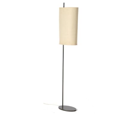 Arne Jacobsen (1902-1971)Brown metal 2-light floor lamp with linen shade, design Arne Jacobsen, executed by Louis Poulsen, mo