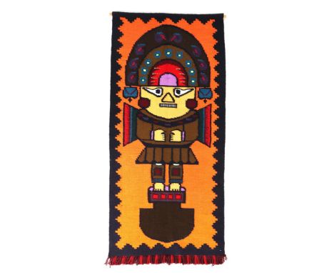 Peruvian hand-knotted wool tapestry, 156x74 cm