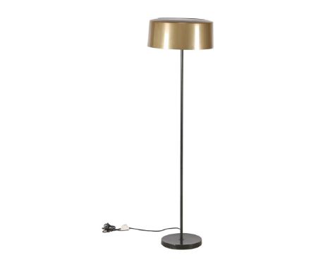 Lisa Johansson-Pape (1907-1989)Brown metal 3-light floor lamp with gold-colored aluminum shade on which a glass plate, design