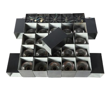 30 minimalist square metal spot lamps, manufactured by Raak Amsterdam, model R.300, Netherlands mid-20th century, p/s 16.5 cm