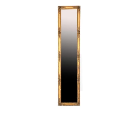 Mirror in gold-coloured decorated frame, approx. 1820.180x40 cm