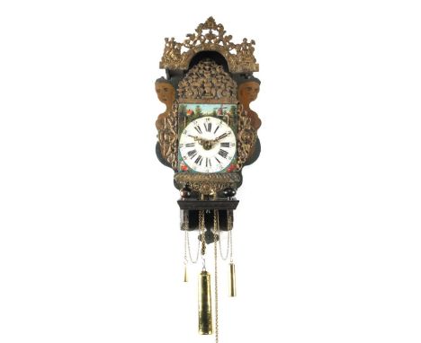Frisian chair clock in painted case, ca. 1800, 69 cm high
