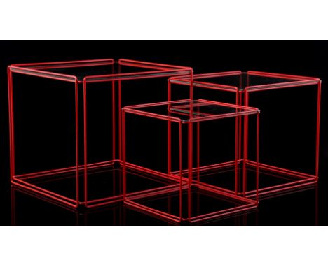 Max Sauze (1933-)Red lacquered wire steel mimi set, design by Max Sauze, executed by Atrow, model 'Isocele', France 1970s, 40