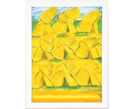Jan Cremer (1940-)Sheaves of wheat, color lithograph dated 1976, 76x56 cm