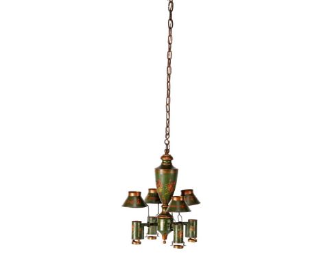 Metal hanging lamp with 4 arms, approx. 130 cm long