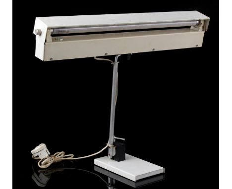 Minimalist adjustable metal desk lamp, Netherlands 1950s, 50 cm high and 66 cm wide