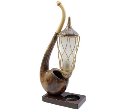 Aldo Tura (1909-1963)Plastic, walnut and brass table lamp in the shape of a pipe, in surrealist style, design Aldo Tura, exec