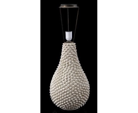 Marcello Fantoni (1915-2011)Cone-shaped ceramic lamp with upholstered shade, design Marcello Fantoni, executed by Fantoni, si