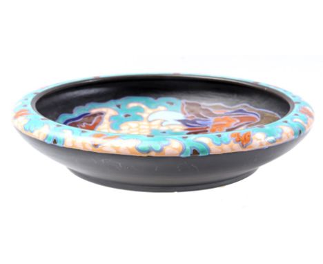 South Holland Gouda earthenware dish with decor Plata, model number 4297, painter K van de Heuvel, year 1928, 7.5 cm high, 37