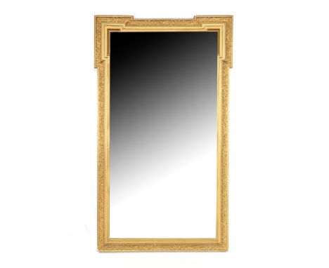 Faceted mirror in richly decorated gold-colored frame, 176x103 cmcm