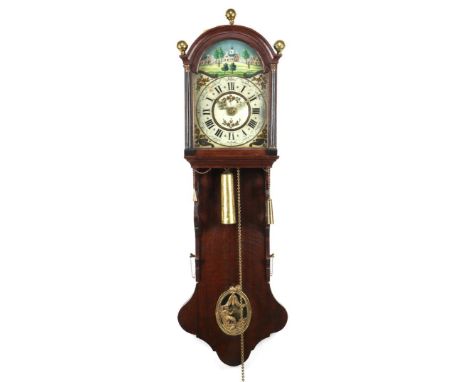 Frisian tail clock in oak case, 19th century, 130 cm high