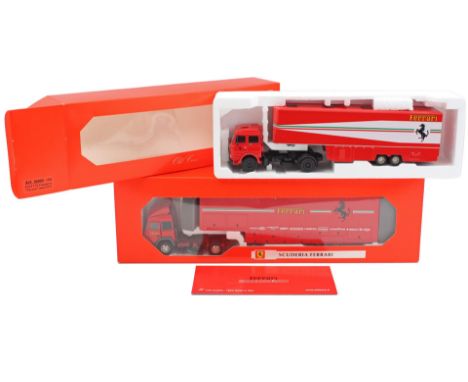 Old Cars di Castellani &amp; C.s.n.c. Ferrari scale model truck, 1/43, in box 48 cm long and Ferrari truck in box, total 38 c