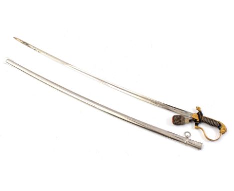 Beautiful walking saber with gilded brass lion's head at the end of the hilt, blade marked S. Rüdelsheim &amp; Son Kampen, in